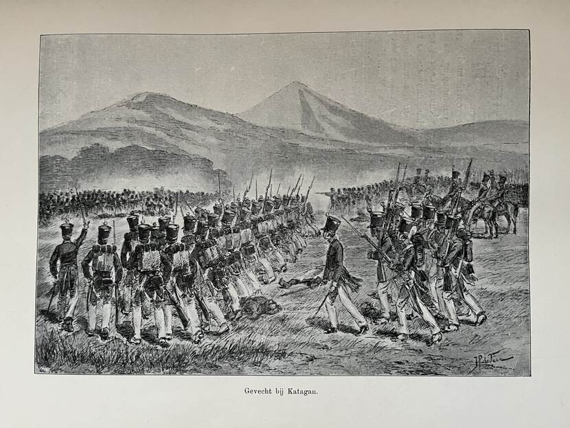 Het Indische Leger in gevecht bij Katagan tijdens de Javaoorlog (1825-1830)